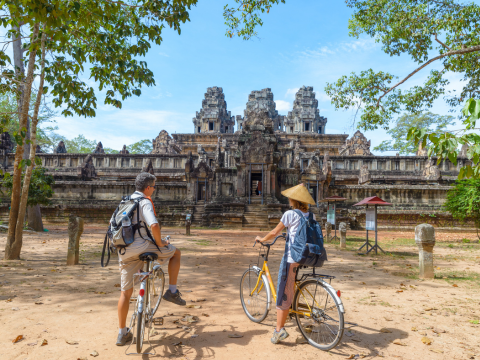 Radfahren in Angkor Wat